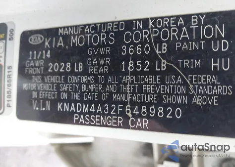 2015 Kia Rio Lx z USA, uszkodzony, nr VIN KNADM4A32F6489820